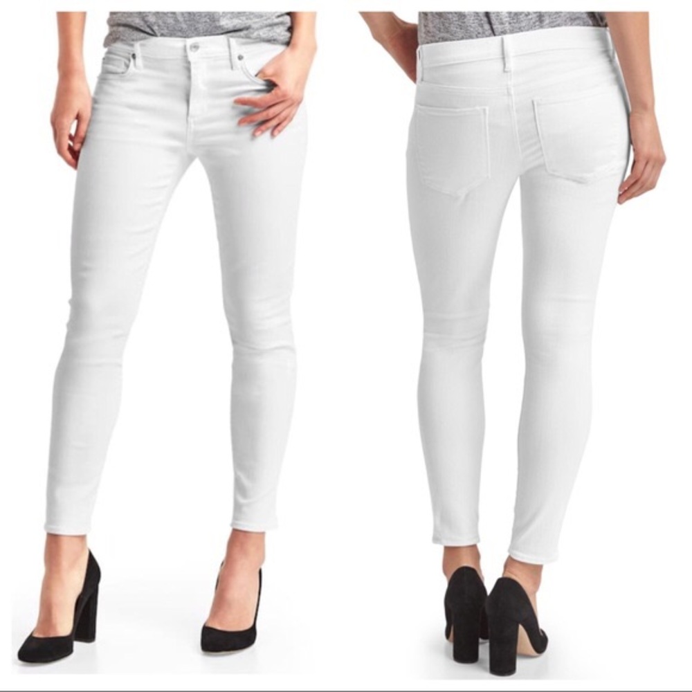 Mid Rise White True Skinny Jeans